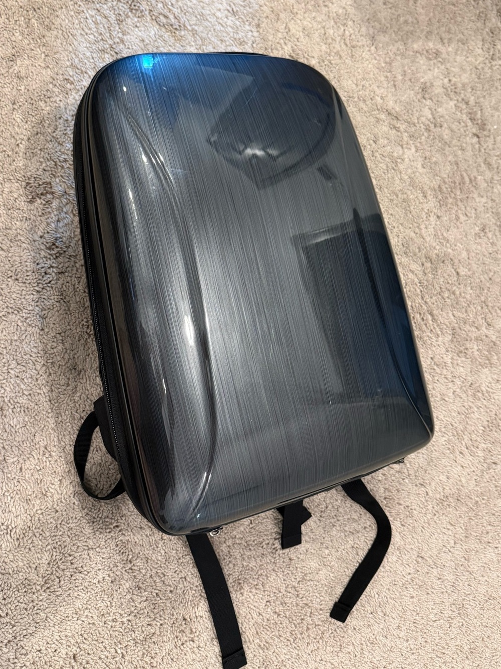 Hard-Shell Black Backpack - Sleek Protective Carry